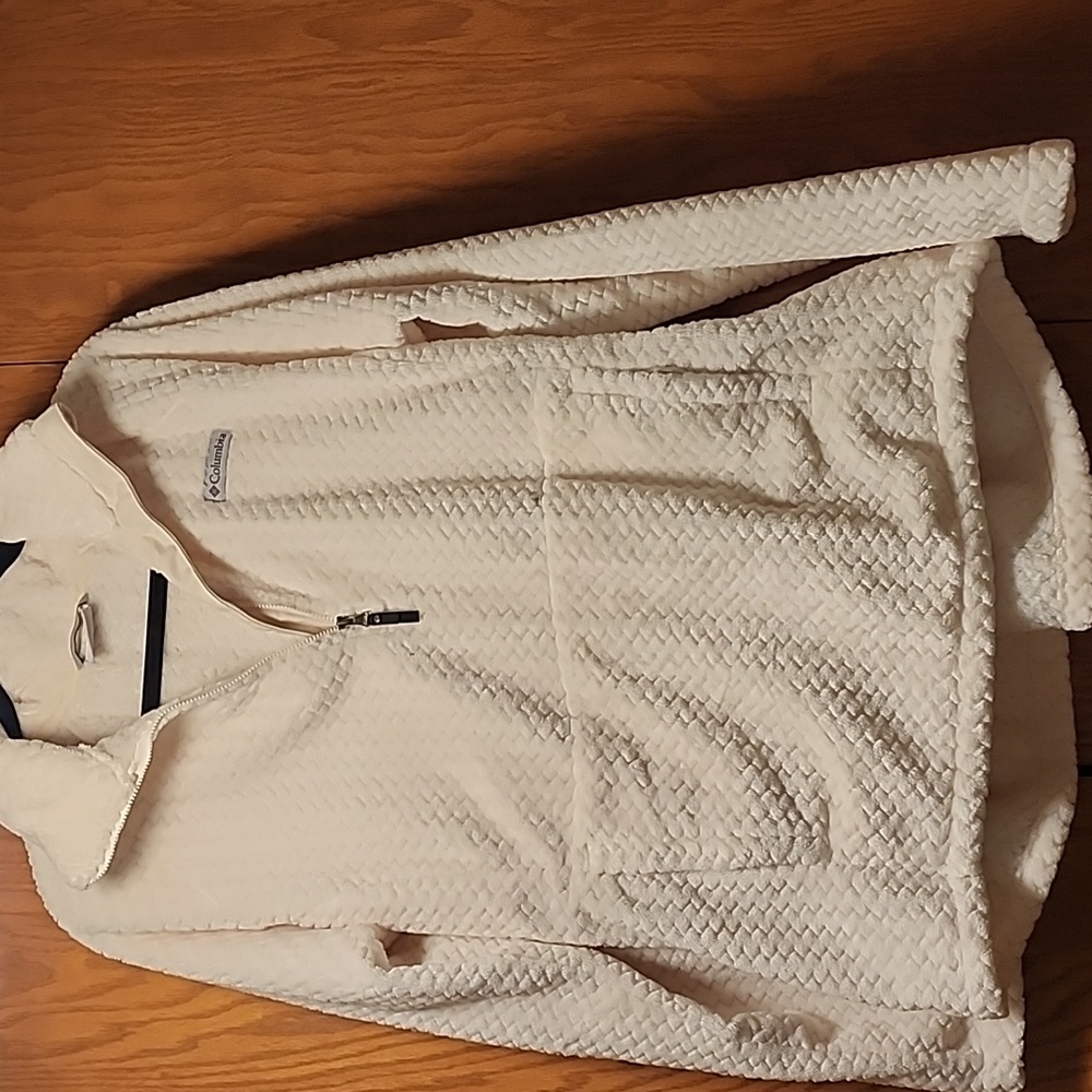 Columbia Cream Quilted Fleece Half-Zip Pullover